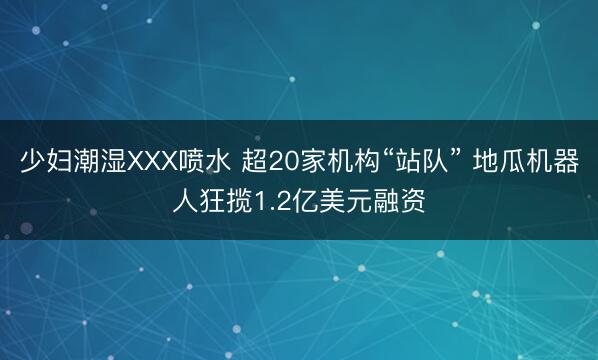 少妇潮湿XXX喷水 超20家机构“站队” 地瓜机器人狂揽1.2亿美元融资