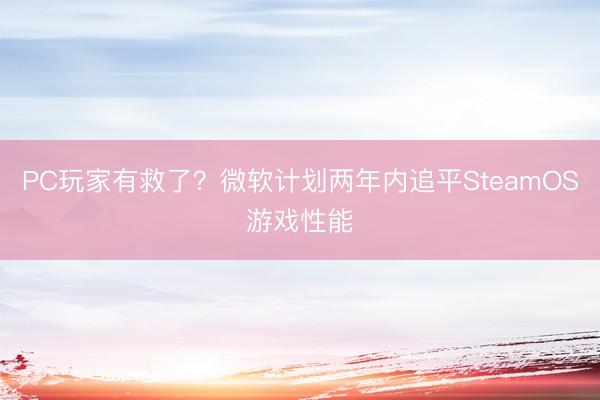 PC玩家有救了？微软计划两年内追平SteamOS游戏性能
