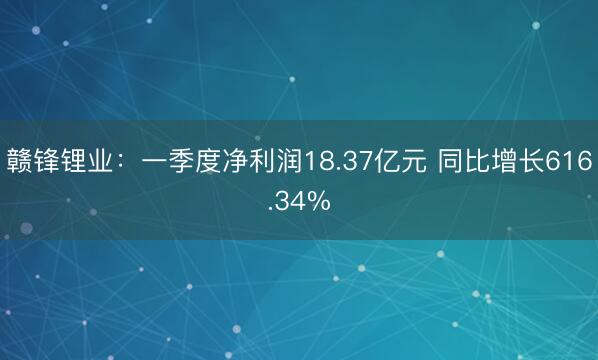 赣锋锂业：一季度净利润18.37亿元 同比增长616.34%