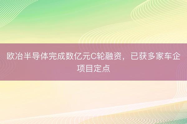 欧冶半导体完成数亿元C轮融资，已获多家车企项目定点