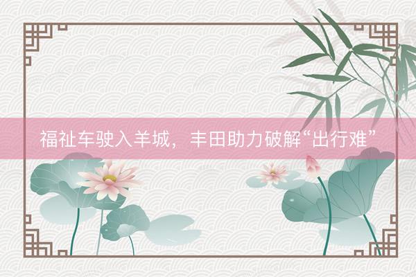 福祉车驶入羊城，丰田助力破解“出行难”