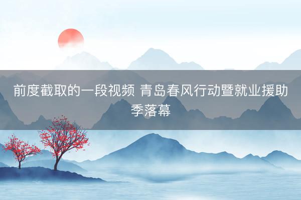 前度截取的一段视频 青岛春风行动暨就业援助季落幕