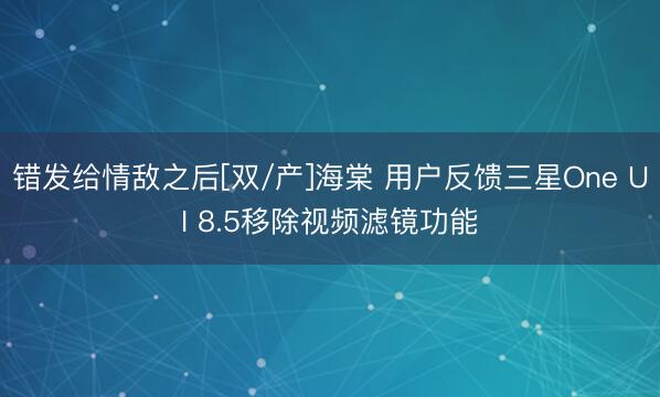错发给情敌之后[双/产]海棠 用户反馈三星One UI 8.5移除视频滤镜功能