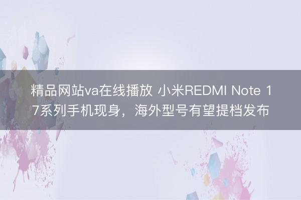 精品网站va在线播放 小米REDMI Note 17系列手机现身，海外型号有望提档发布