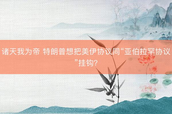诸天我为帝 特朗普想把美伊协议同“亚伯拉罕协议”挂钩？