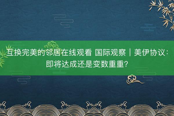 互换完美的邻居在线观看 国际观察｜美伊协议：即将达成还是变数重重？