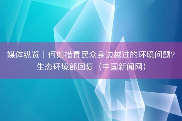 媒体纵览｜何如措置民众身边越过的环境问题？生态环境部回复（中国新闻网）