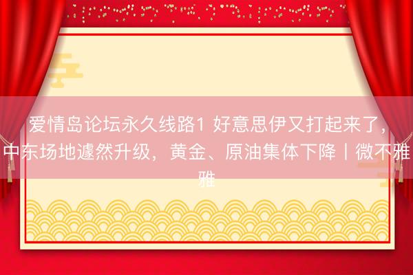 爱情岛论坛永久线路1 好意思伊又打起来了，中东场地遽然升级，黄金、原油集体下降丨微不雅