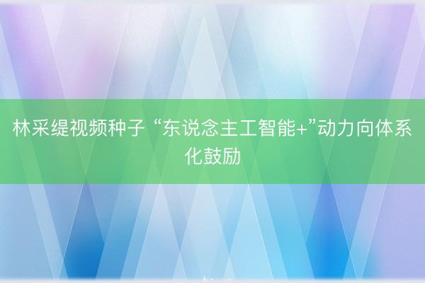林采缇视频种子 “东说念主工智能+”动力向体系化鼓励